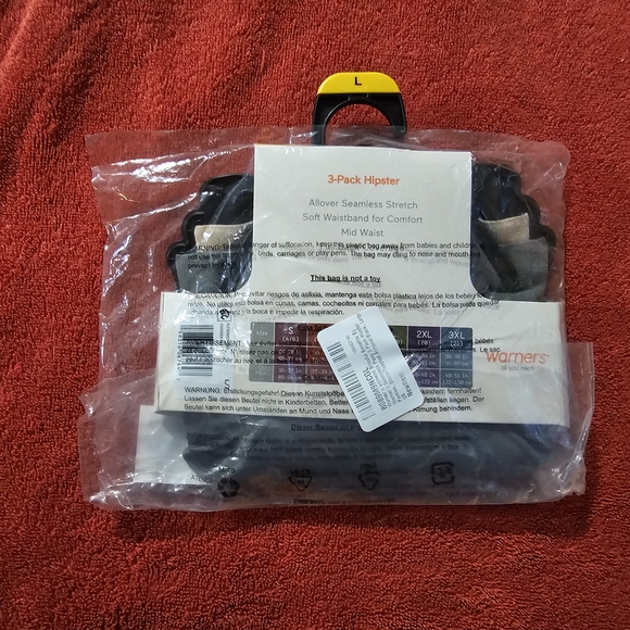 Warner's Seamless Stretch Hipster Panties 3-Pack - Black, Gray, Tan - Picture 2 of 2